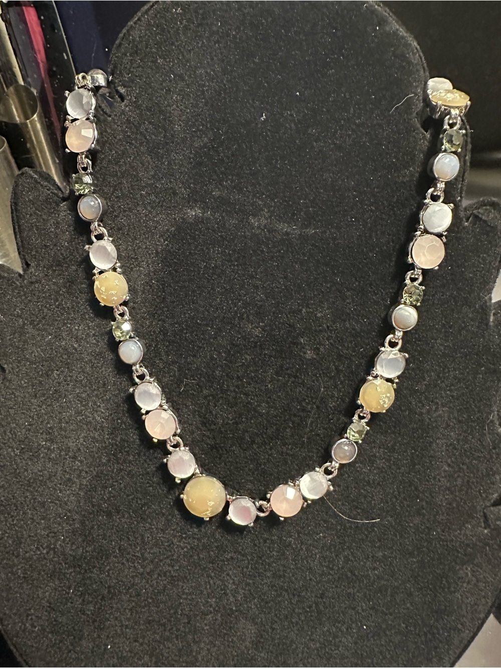 Loft Pastel Multi-Stone Necklace in Pink, Cream & Gray - Women Jewelry